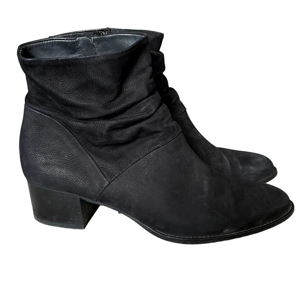 PAUL GREEN Brianna Black Leather Slouchy Bootie Size UK7 (US 9.5)